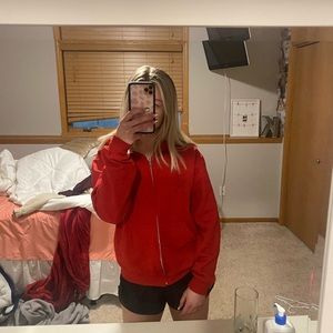 Red zip up hoodie